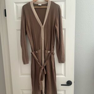 CAbi Brown and Cream Knit Cardigan